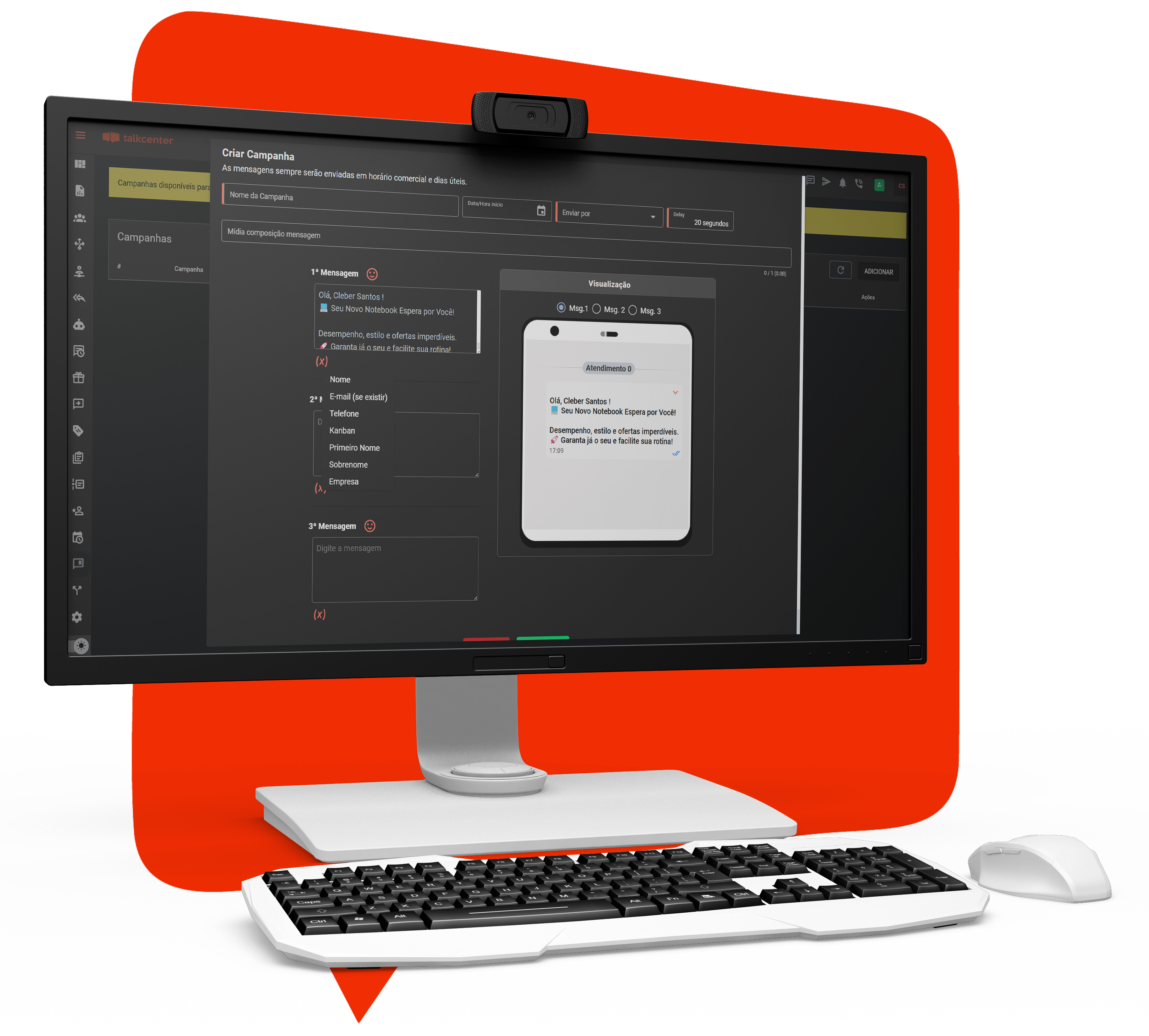 Computador mostrando campanha Talk Center